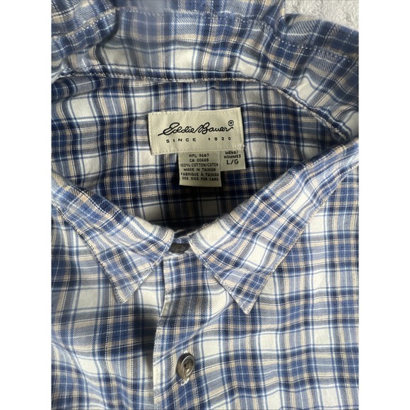 Eddie Bauer Men's Size L Plaid Long Sleeve Button Front Casual Shirt 100% Cotton - Picture 2 of 8